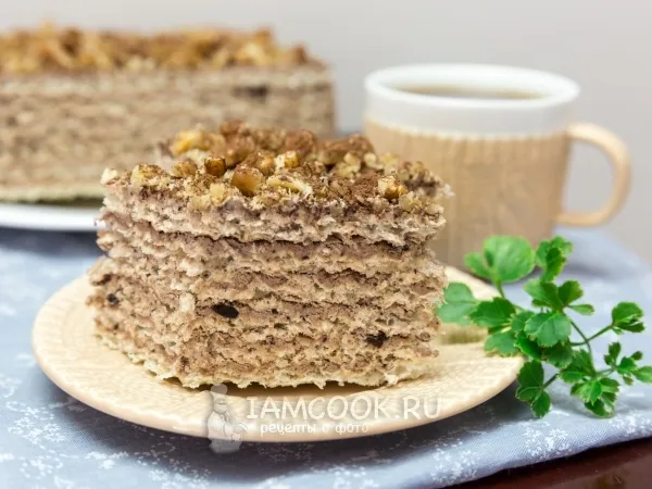 Фото блюда: Вафельный торт с шоколадом и ликером