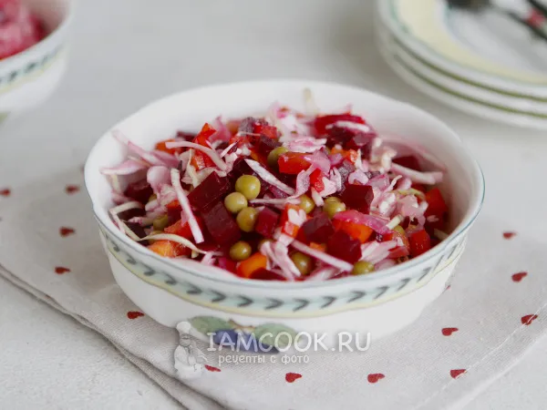 Фото готового блюда: Винегрет со свежей капустой без огурцов