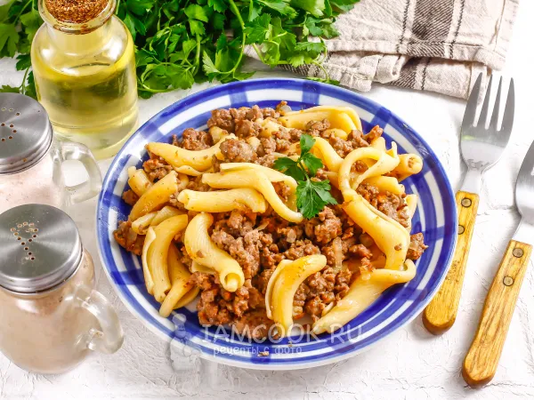 Фото блюда: Макароны по-флотски с говяжьим фаршем