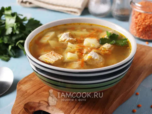 Фото готового блюда: Суп из индейки с красной чечевицей