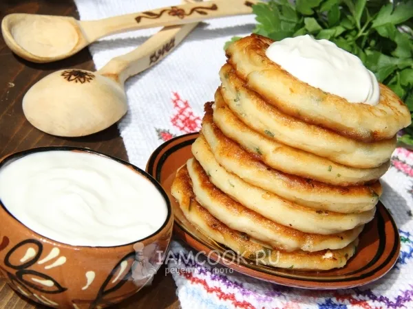 Фото блюда: Оладьи картофельные с фетой и зеленью