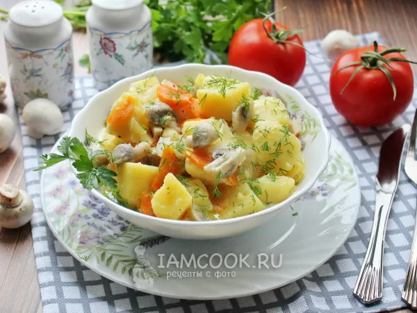 Фото готового блюда: Жаркое с грибами в мультиварке