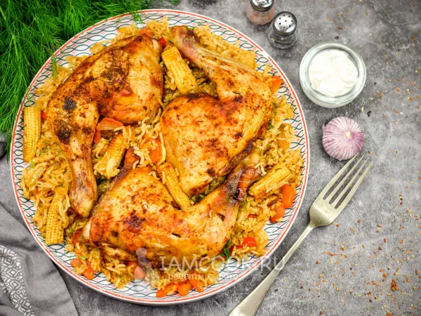 Фото блюда: Окорочка с рисом в духовке