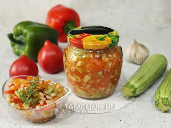 Фото блюда: Салат на зиму с перловкой и кабачками