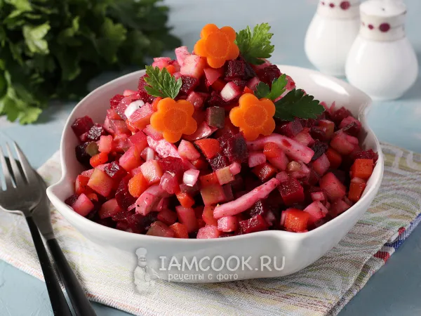 Фото готового блюда: Винегрет с кальмарами