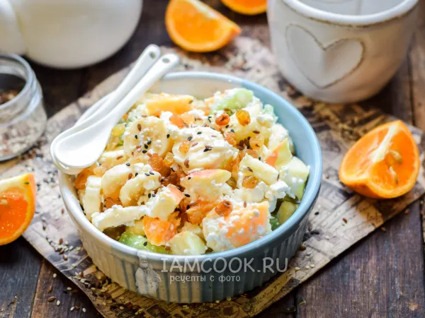 Фото блюда: Фруктовый салат с творогом