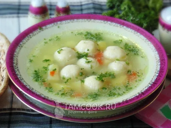 Фото блюда: Суп с заварными манными кнелями