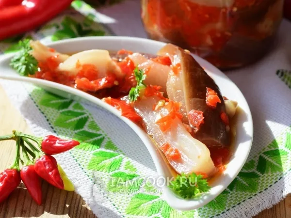 Фото блюда: Острый салат из баклажанов на зиму