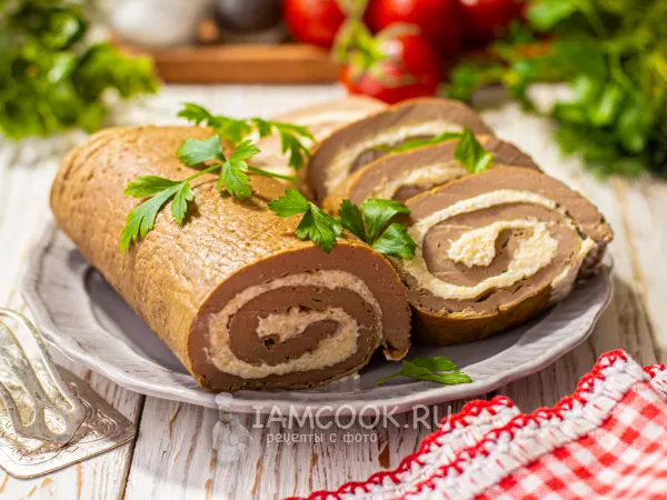 Фото блюда: Рулет из куриной печени с сыром