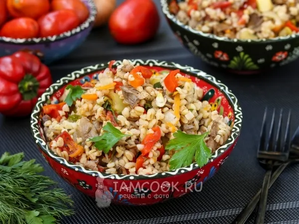 Фото блюда: Булгур с овощами и грибами
