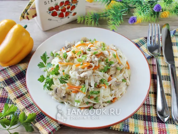 Фото блюда: Лапша удон с фаршем