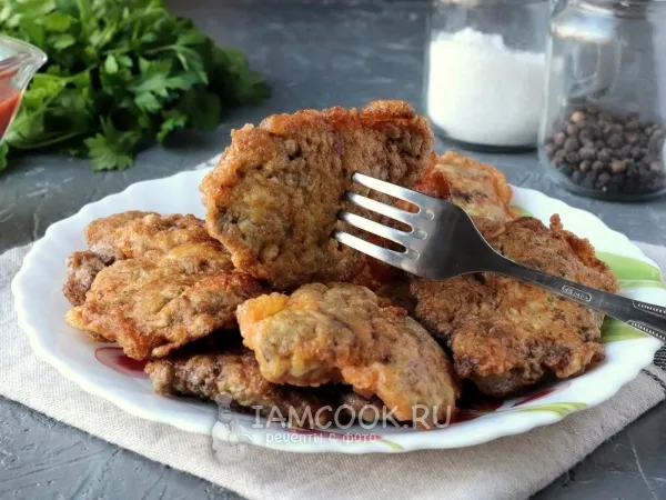 Фото готового блюда: Отбивные из куриной печени