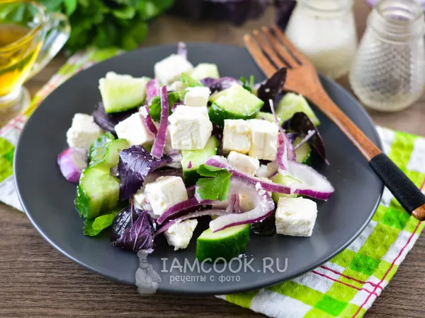 Фото блюда: Салат с фетой и огурцами