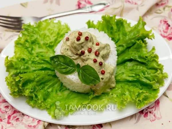 Фото блюда: Куриное филе в сливках с песто из базилика