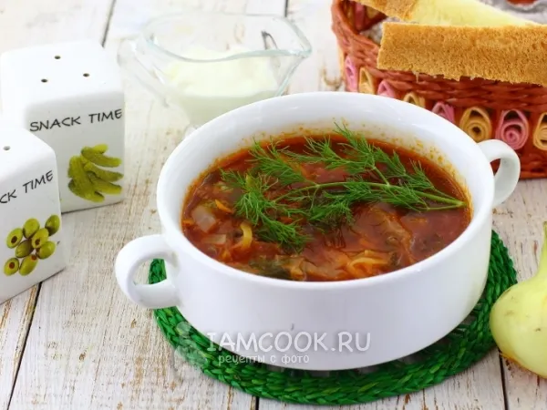 Фото готового блюда: Борщ из свежей капусты