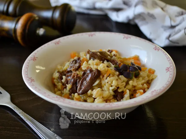 Фото блюда: Булгур с куриными сердечками