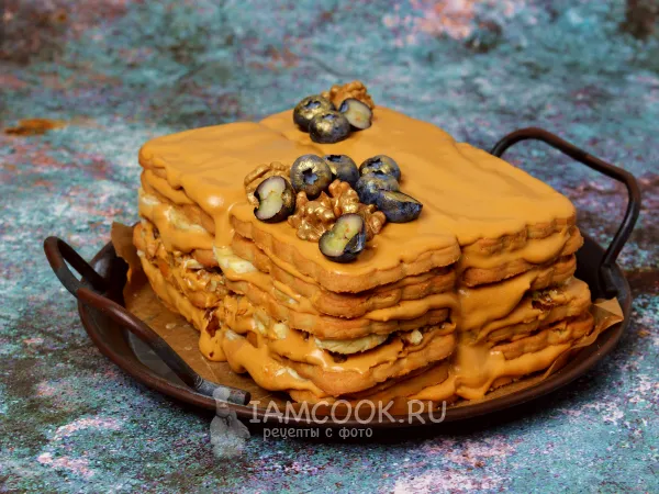 Фото блюда: Торт из печенья со сгущенкой и бананом