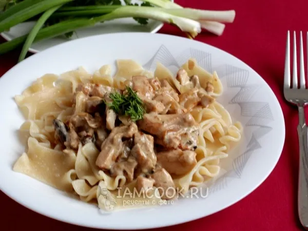 Фото блюда: Паста с курицей и грибами
