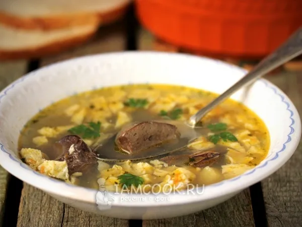 Фото блюда: Суп с куриной печенью