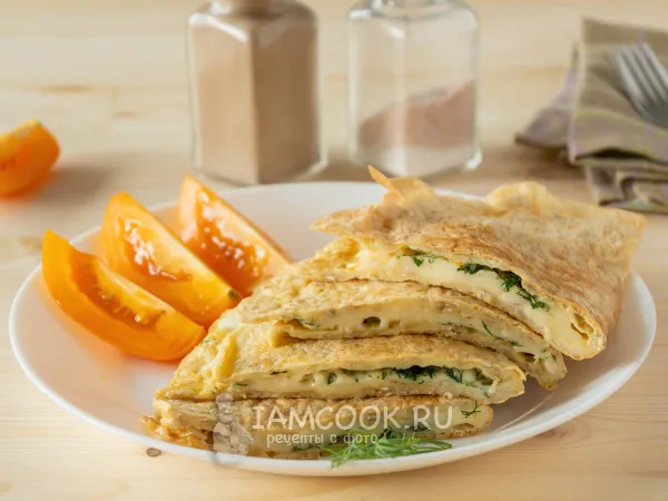 Фото блюда: Овсяноблин с сыром и зеленью