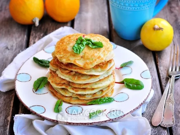 Фото готового блюда: Постные оладьи из кабачков на кокосовом молоке