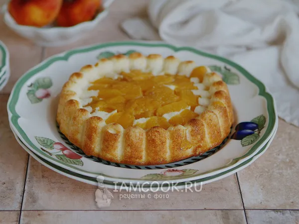 Фото блюда: Запеканка творожная с манкой и персиками