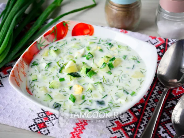 Фото блюда: Классическая окрошка на квасе без колбасы