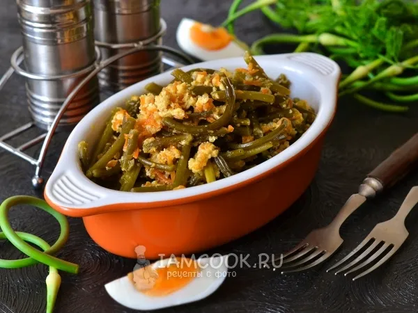 Фото блюда: Жареные стрелки чеснока с яйцом