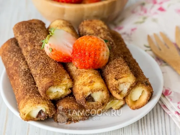 Фото готового блюда: Хлебные трубочки с Нутеллой