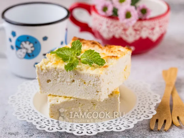 Фото блюда: Творожная запеканка со сливочным маслом в духовке