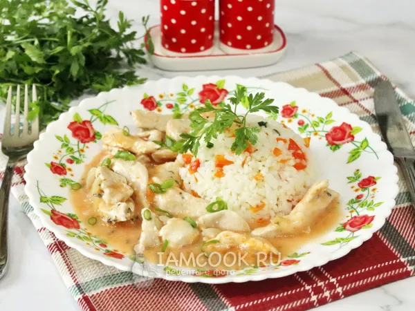Фото блюда: Рис с куриной подливой