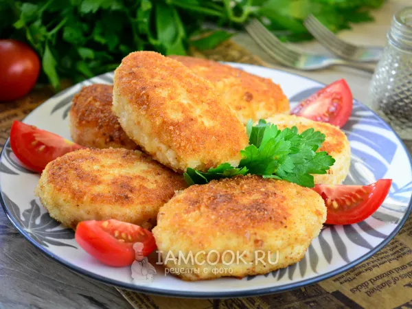 Фото блюда: Куриные котлеты с сыром и чесноком