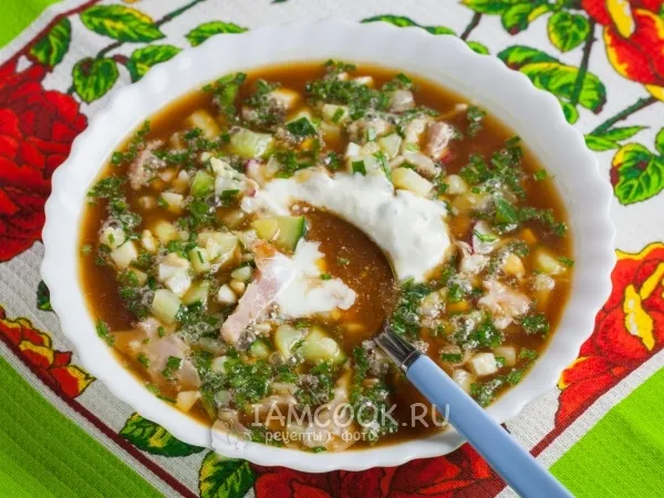 Фото блюда: Окрошка с копченой курицей