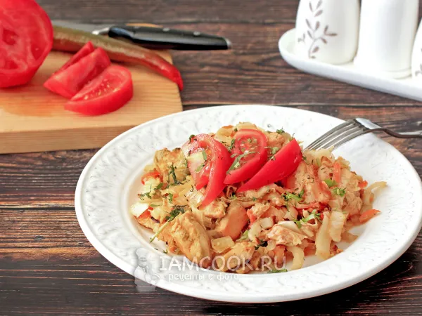 Фото блюда: Курица с пекинской капустой в духовке