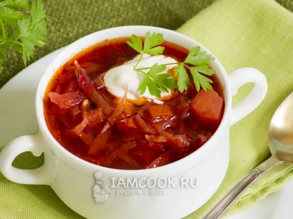 Фото готового блюда: Вегетарианский борщ с семечками