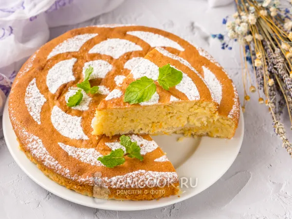 Фото блюда: Шарлотка из миндальной муки с яблоками