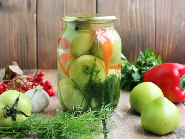 Фото блюда: Маринованные зеленые помидоры без стерилизации на зиму