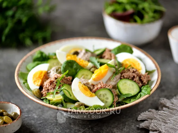 Фото готового блюда: Салат с тунцом и сметаной