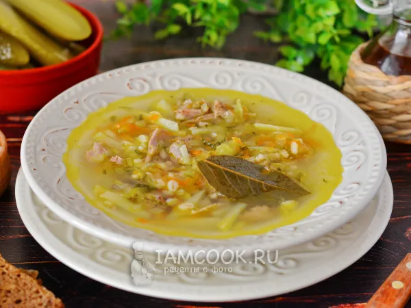 Фото блюда: Рассольник с уткой и солеными огурцами