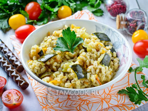 Фото блюда: Перловка с кабачками (на гарнир)