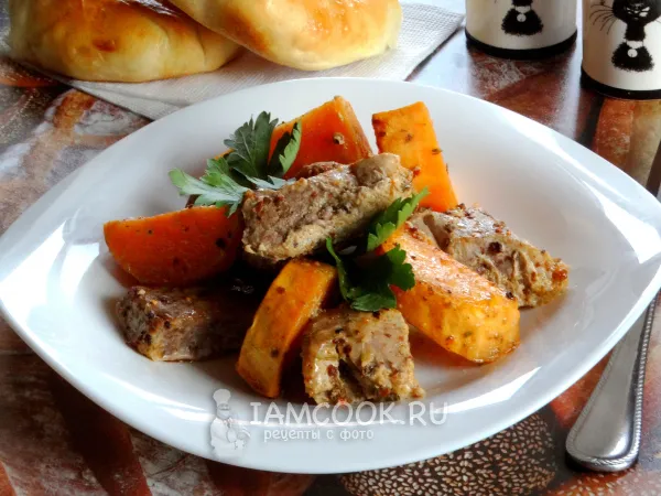 Фото блюда: Батат с мясом в духовке
