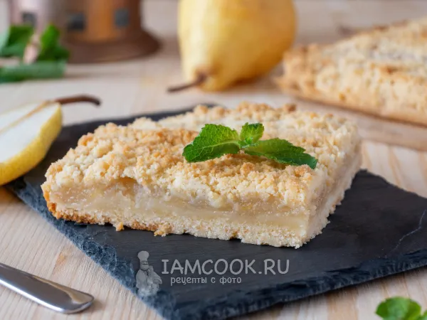 Фото блюда: Насыпной пирог с грушами