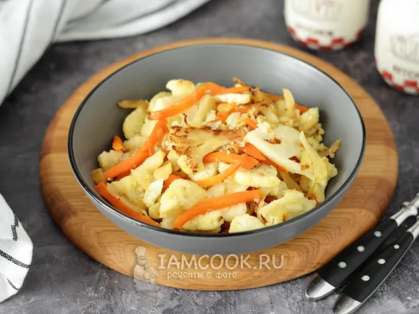 Фото блюда: Постная цветная капуста на сковороде