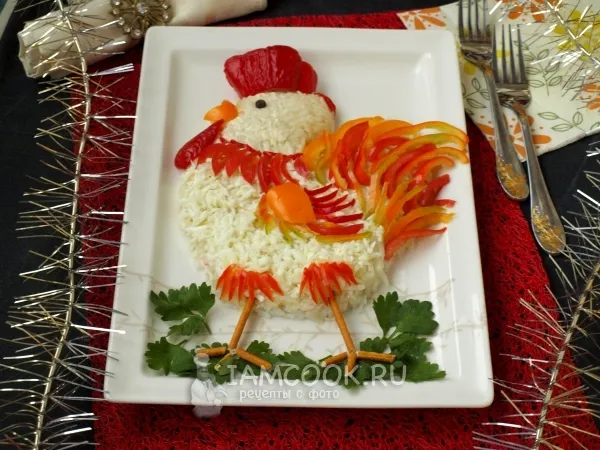 Фото блюда: Салат «Петушок» (крабовый)