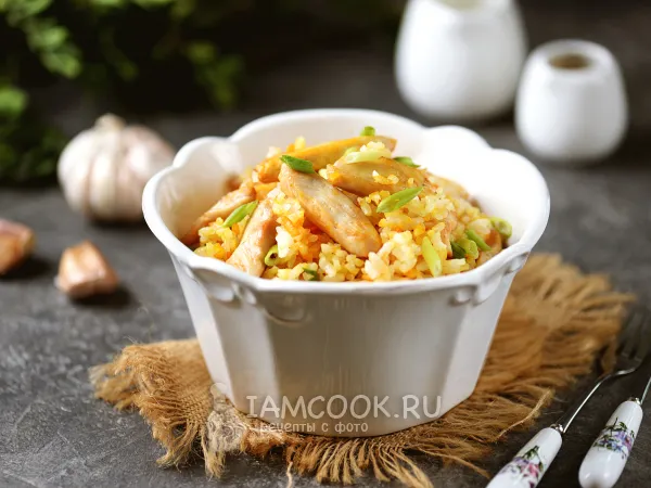 Фото блюда: Чесночный рис с курицей
