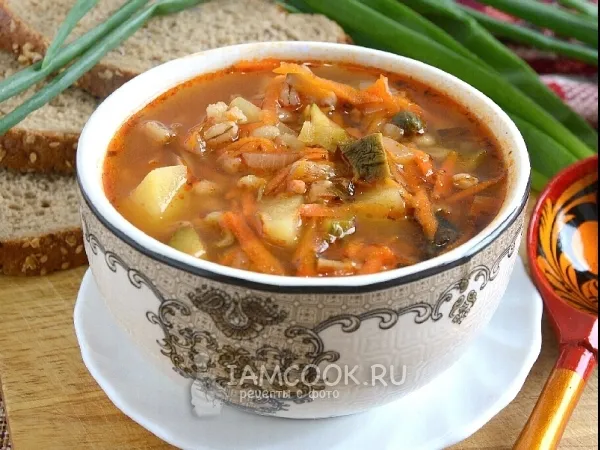 Фото блюда: Вегетарианский рассольник с сушеными грибами