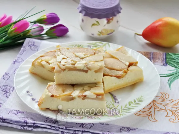 Фото блюда: Творожная запеканка с грушей