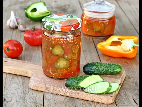 Фото блюда: Лечо с огурцами, помидорами и перцем