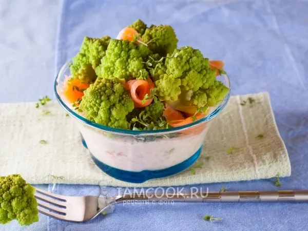 Фото блюда: Постный салат с капустой романеско