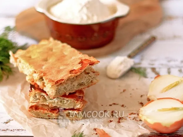 Фото готового блюда: Пирог с куриным фаршем в духовке